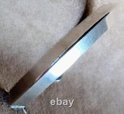 LARGE Sz VINTAGE NAVAJO HEAVY STERLING SILVER CARINATED KNIFE EDGE CUFF BRACELET