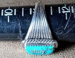 LARGE VINTAGE NAVAJO NATIVE AMERICAN STERLING SILVER MORENCI TURQUOISE RING sz11