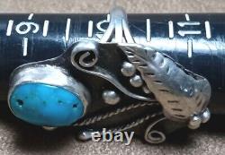LARGE VINTAGE NAVAJO STERLING SILVER MORENCI TURQUOISE SQUASH BLOSSOM RING sz10