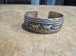 LARGE Vintage Men's TOMMY SINGER (d.) Navajo Sterling Silver HORSE Bracelet