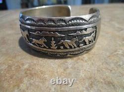 LARGE Vintage Men's TOMMY SINGER (d.) Navajo Sterling Silver HORSE Bracelet