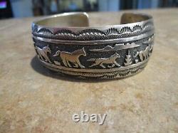 LARGE Vintage Men's TOMMY SINGER (d.) Navajo Sterling Silver HORSE Bracelet