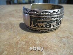 LARGE Vintage Men's TOMMY SINGER (d.) Navajo Sterling Silver HORSE Bracelet