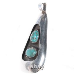 LGS Vintage Native American Modernist silver pendant with turquoise