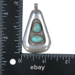 LGS Vintage Native American Modernist silver pendant with turquoise