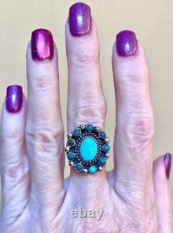 LOVELY Vintage Native American, Navajo Crafted Sterling Silver Turquoise Ring