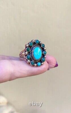 LOVELY Vintage Native American, Navajo Crafted Sterling Silver Turquoise Ring
