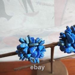 Lapis Lazuli Cluster Earrings Unused Vintage Blue Jewelry Native American