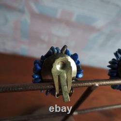 Lapis Lazuli Cluster Earrings Unused Vintage Blue Jewelry Native American