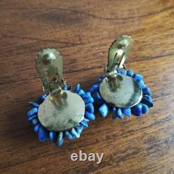 Lapis Lazuli Cluster Earrings Unused Vintage Blue Jewelry Native American