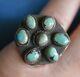Large Navajo Hand Wrought Antique Turquoise Sterling Silver Old Pawn Ring