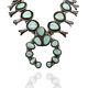 Large Vintage Navajo Handmade Sterling Turquoise Squash Blossom Necklace AJB