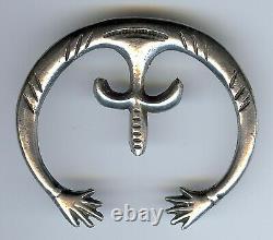 Large Vintage Navajo Indian Silver Arms & Hands Naja Pendant