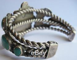 Large Vintage Navajo Indian Silver Deluxe Turquoise Men's Cuff Bracelet