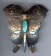 Large Vintage Navajo Indian Silver Turquoise Butterfly Pin