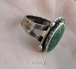 Large Vintage Navajo Ring Native American Jewelry Sterling Silver Turquoise
