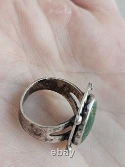 Large Vintage Navajo Ring Native American Jewelry Sterling Silver Turquoise