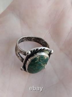 Large Vintage Navajo Ring Native American Jewelry Sterling Silver Turquoise
