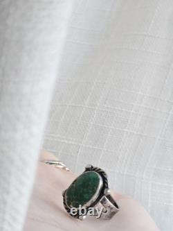 Large Vintage Navajo Ring Native American Jewelry Sterling Silver Turquoise