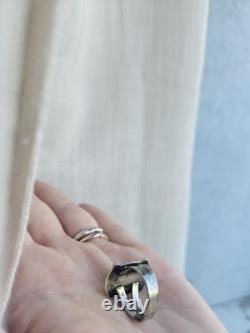 Large Vintage Navajo Ring Native American Jewelry Sterling Silver Turquoise