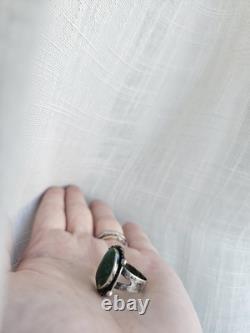 Large Vintage Navajo Ring Native American Jewelry Sterling Silver Turquoise