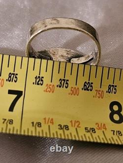 Large Vintage Navajo Ring Native American Jewelry Sterling Silver Turquoise