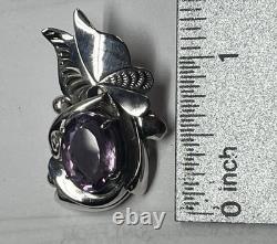 Les Baker Jewelry Vintage Amethyst Sterling Silver Native American Pendant