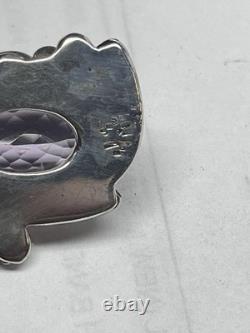 Les Baker Jewelry Vintage Amethyst Sterling Silver Native American Pendant