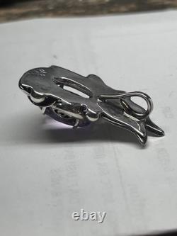 Les Baker Jewelry Vintage Amethyst Sterling Silver Native American Pendant