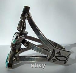 Little Joe Begay Vintage Zuni Silver Inlay Turquoise Knifewing Cuff Bracelet