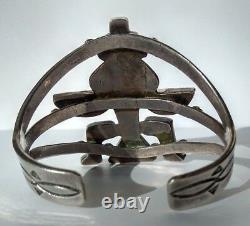 Little Joe Begay Vintage Zuni Silver Inlay Turquoise Knifewing Cuff Bracelet