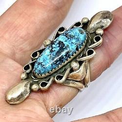 Long Turquoise Ring Sz 6 Sterling Signed Merle House Navajo Native American VTG