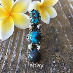 Long Turquoise and Sterling Silver Ring Vintage Turquoise Jewelry