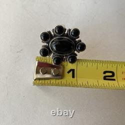 Lot Of Vintage Native American Black Onyx Sterling Silver Jewelry