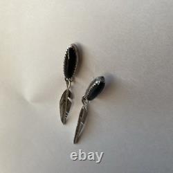 Lot Of Vintage Native American Black Onyx Sterling Silver Jewelry