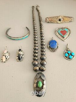 Lot Of Vintage Sterling Silver Native American Jewelry With Stones