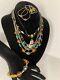 Lot Set Vintage Native American Handmade Glass Amber Turquoise Stone bead Silver