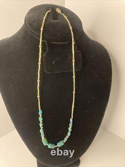 Lot Set Vintage Native American Handmade Glass Amber Turquoise Stone bead Silver
