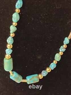 Lot Set Vintage Native American Handmade Glass Amber Turquoise Stone bead Silver
