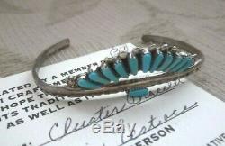 Lovely Vintage Zuni Turquoise Needlepoint Sterling Silver Bracelet M. Eustace