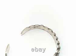Lovely Vtg NATIVE AMERICAN NAVAJO signed IH Coin Silver Turquoise Cuff Bracelet