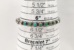 Lovely Vtg NATIVE AMERICAN NAVAJO signed IH Coin Silver Turquoise Cuff Bracelet