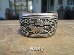 MAGNIFICENT Vintage Tommy Singer (d.) Navajo Sterling HORSE STORYTELLER Bracelet