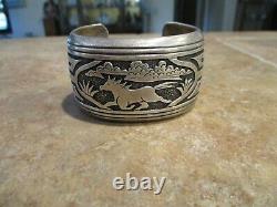 MAGNIFICENT Vintage Tommy Singer (d.) Navajo Sterling HORSE STORYTELLER Bracelet