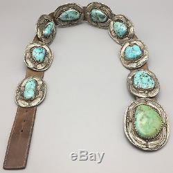 MASSIVE! Vintage Turquoise & Sterling Silver, (Navajo) Concho Belt Leo Yazzie