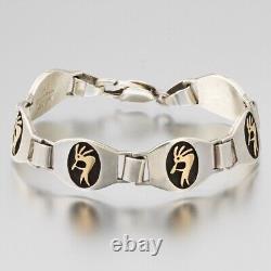 M. M Rogers Native American Kopelli Gold & Silver Bracelet Vintage 1980s Rare