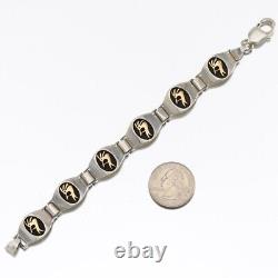 M. M Rogers Native American Kopelli Gold & Silver Bracelet Vintage 1980s Rare