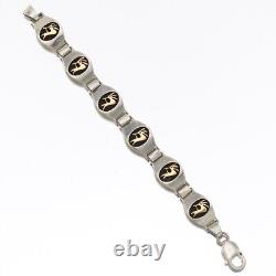 M. M Rogers Native American Kopelli Gold & Silver Bracelet Vintage 1980s Rare