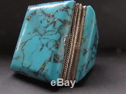 Magnificent Huge & Heavy Vtg Sterling Morenci Turquoise Cuff Bracelet-189 Grams