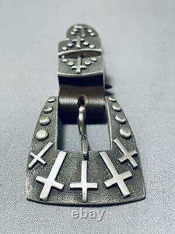 Magnificent Vintage Navajo Sterling Silver Buckle With Retainers And Tip
